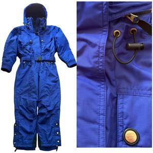 FILA One Piece Ski Suit With Hidden Hood Unisex Violet Blue Size 8P Inseam 28”